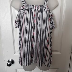 Time and Tru Striped Sleeveless Top - Black, White, Pink